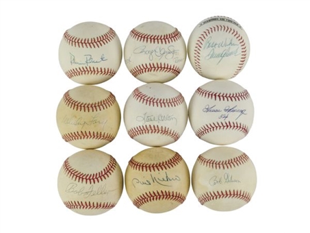 Lot of (9) Single-Signed Hall of Fame/Star Pitchers Lot 